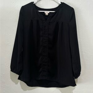 J. Crew Black Blouse with Elegant Trim Size S